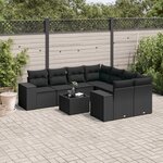 vidaXL Salon de jardin 9 Pièces avec coussins noir résine tressée