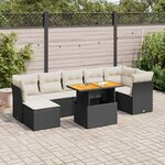 vidaXL Salon de jardin 8 Pièces avec coussins noir résine tressée