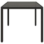 vidaXL Table de jardin dessus en verre Noir 190x90x75cm Résine tressée