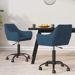 vidaXL Chaises pivotantes à manger lot de 2 bleu velours