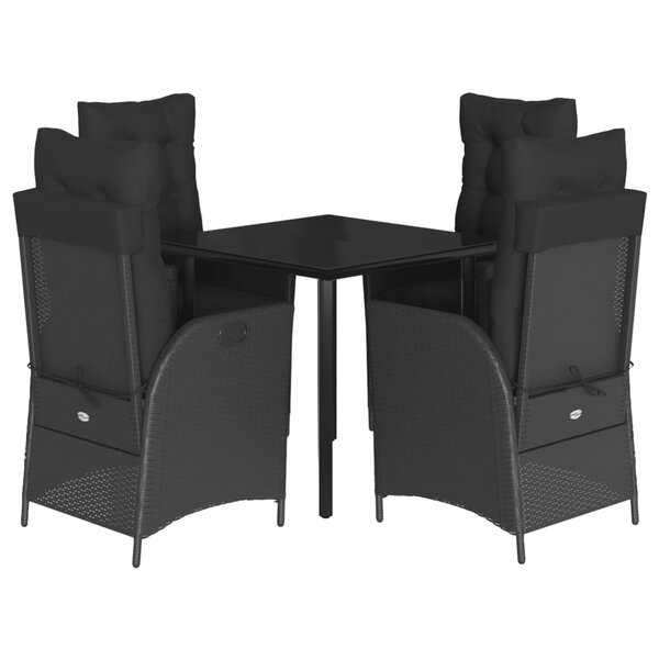 vidaXL Ensemble à manger de jardin coussins 5Pièces Noir Résine tressée