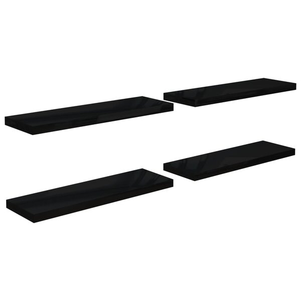 vidaXL Étagère murale flottante 4 Pièces Noir brillant 80x23 5x3 8 cm MDF