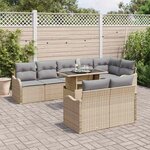 vidaXL Ensemble de canapé de jardin 9 Pièces Beige Poly rotin