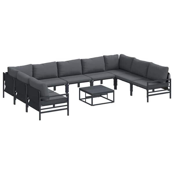 vidaXL Ensemble de canapé de jardin 10 pc Noir Acier