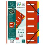 Trieur Harmonika® À Fenêtres Avec Élastiques Véritable Carte Lustrée 6 Compartiments - Rouge - X 8 - Exacompta