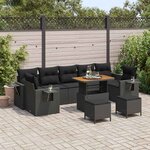 vidaXL Ensemble de canapé de jardin 10 Pièces Noir polyrotin