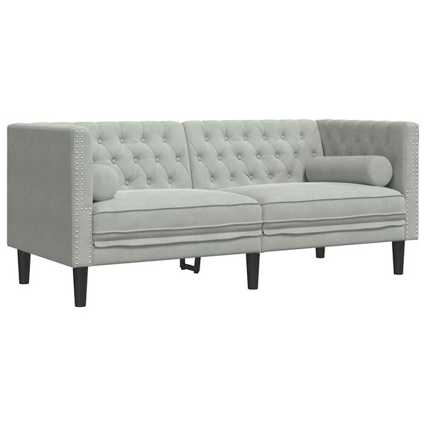 vidaXL Canapé Chesterfield Gris clair 174 x 74.5 x 70.5 cm Velours