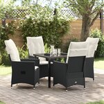 vidaXL Ensemble de Salle à Manger de Jardin (5 Pièces) avec Coussins - Rattan Poly Noir