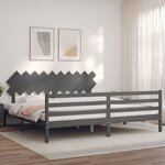 vidaXL Cadre de lit sans matelas gris 200x200 cm bois massif