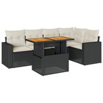 vidaXL Salon de jardin 6 Pièces avec coussins noir résine tressée
