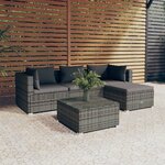 vidaXL Salon de jardin 5 Pièces avec coussins Résine tressée Gris