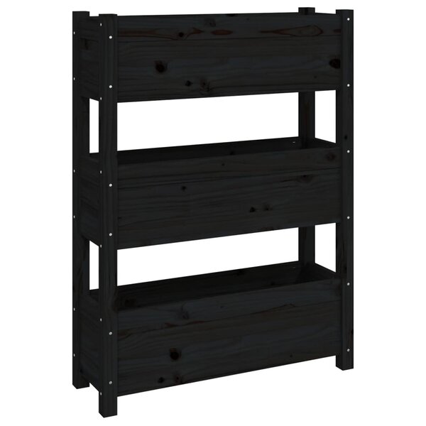 vidaXL Jardinière Noir 77x25x104 5 cm Bois massif de pin