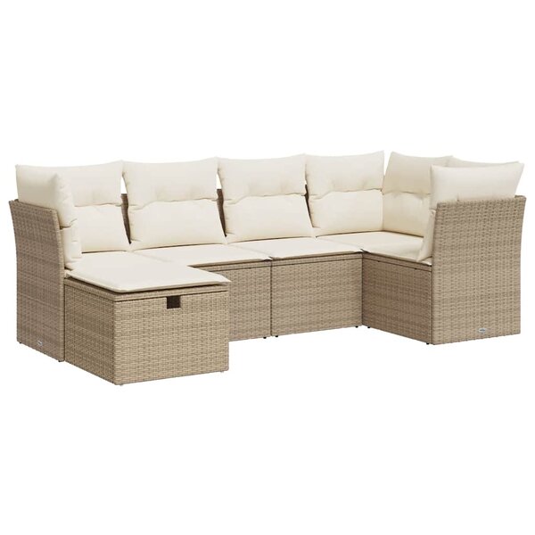 vidaXL Salon de jardin avec coussins 6 Pièces beige résine tressée