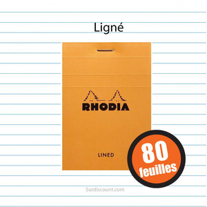 Rhodia Bloc notes orange agrafé 7,4 x 10,5 cm - petits carreaux 5x5 - 80  feuilles - lot de 5 - Blocs notes, porte-blocs