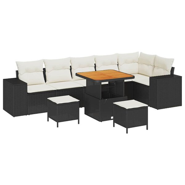 vidaXL Ensemble de canapé de jardin 9 Pièces Noir polyrotin