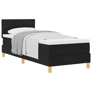 vidaXL Lit à ressorts avec coussin Noir 80 x 200 cm tissu