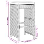 vidaXL Tabourets de bar de jardin et coussins lot de 4 résine tressée
