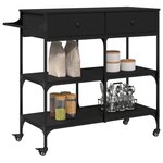 vidaXL Chariot de cuisine noir 105x42x95 cm bois d'ingénierie