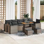 vidaXL Ensemble de canapé de jardin 10 Pièces Gris polyrotin