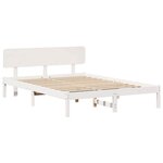 vidaXL Cadre de lit avec tête de lit Blanc 160 x 200 cm Pin massif