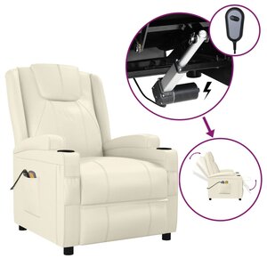 vidaXL Fauteuil électrique de massage Crème blanc Similicuir