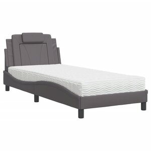 vidaXL Lit Viana avec matelas gris 90x200 cm similicuir