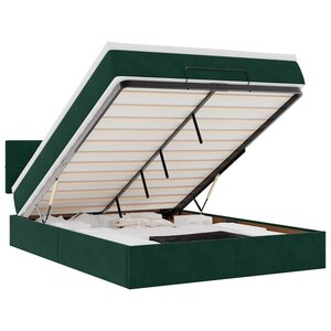 vidaXL Cadre de lit ottoman avec matelas vert foncé 140x200 cm velours