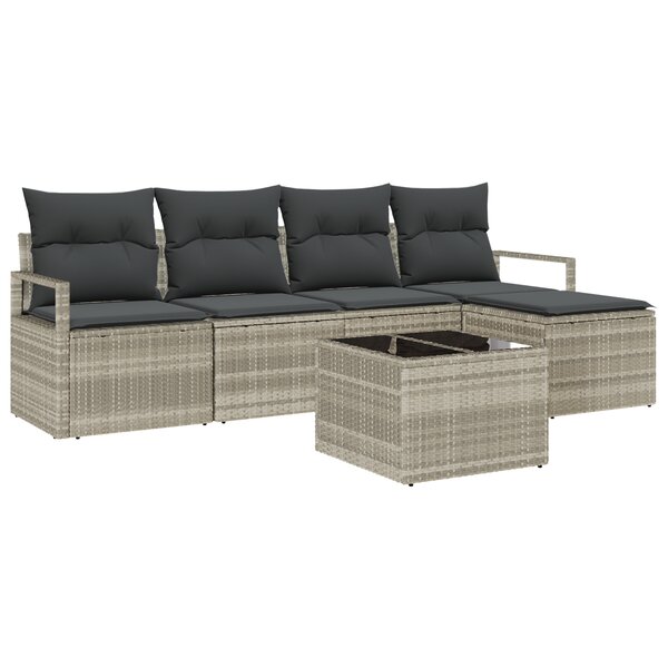 Ensemble de canapés de jardin vidaXL 6 pièces avec coussins gris en rotin