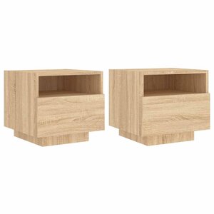 vidaXL Armoires de chevet avec lumières LED 2 Pièces chêne sonoma