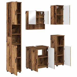 vidaXL Ensemble de mobilier de salle de bain 5 Pièces Bois Ancien