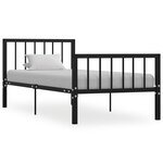 vidaXL Cadre de lit Noir Métal 90 x 200 cm