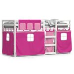 vidaXL Lit superposé avec rideaux rose 90x190 cm bois pin massif