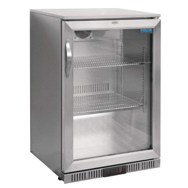 Arrière bar porte pivotante inox 138l - 108 bouteilles - polar - r600a - acier inoxydable1138vitrée/battante 600x520x900mm