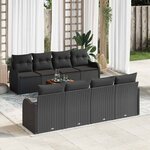 vidaXL Ensemble de canapé de jardin 9 Pièces Noir