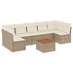 vidaXL Salon de jardin avec coussins 8 Pièces beige résine tressée