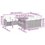 vidaXL Salon de jardin 11 Pièces avec coussins gris résine tressée