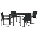vidaXL Ensemble de salle à manger pour jardin 5 Pièces Noir