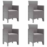vidaXL Chaise de jardin 4 Pièces Gris clair 53 x 49 x 85 cm PP