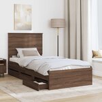 vidaXL Cadre de lit avec tiroir Chêne brun 90 x 190 cm Bois Ingénierie