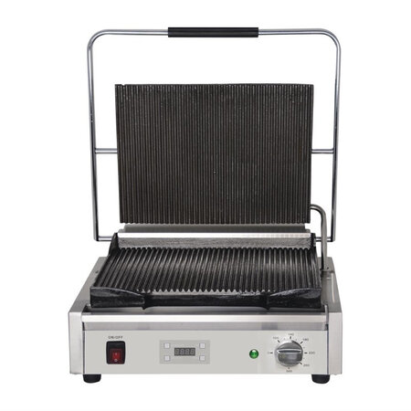 Grill panini professionnel rainuré - 480 x 435 mm - buffalo -  - inox 480x435x215mm