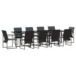vidaXL Ensemble de salle à manger pour jardin 11 Pièces Noir Acier