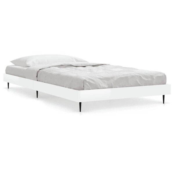 vidaXL Cadre de lit sans matelas blanc brillant 90x190 cm