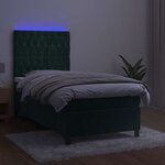vidaXL Sommier à lattes de lit et matelas et LED Vert foncé 90x200 cm