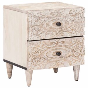 vidaXL Cabinet de chevet Blanc 40 x 33 5 x 46 cm Bois de mangue massif