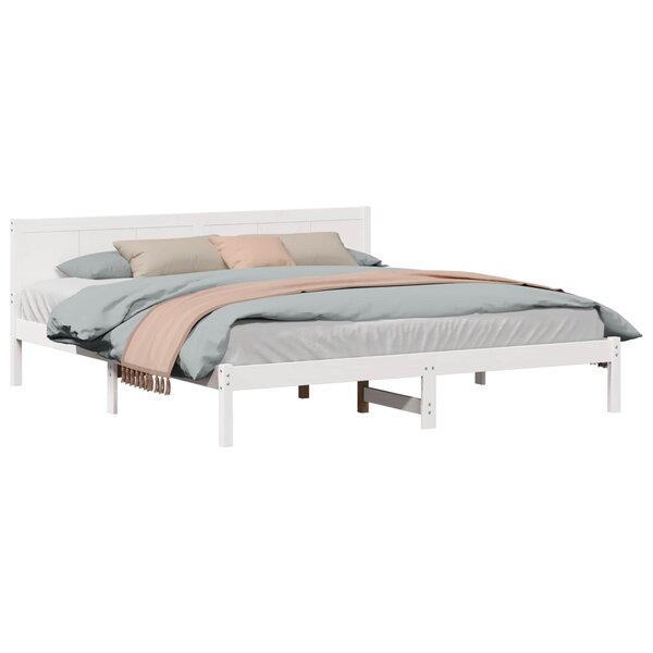 vidaXL Cadre de lit Blanc 180 x 200 cm Bois de pin massif