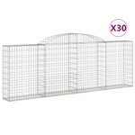 vidaXL Paniers à gabions arqués 30 Pièces 300x30x100/120 cm fer galvanisé