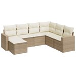 vidaXL Salon de jardin avec coussins 7 Pièces beige résine tressée