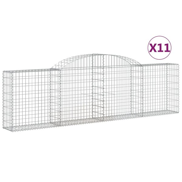 vidaXL Paniers à gabions arqués 11 Pièces 300x30x80/100 cm fer galvanisé