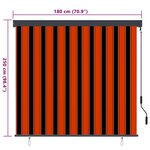 vidaXL Store Roulant Extérieur Rayé Orange et blanc 180 x 250 cm tissu