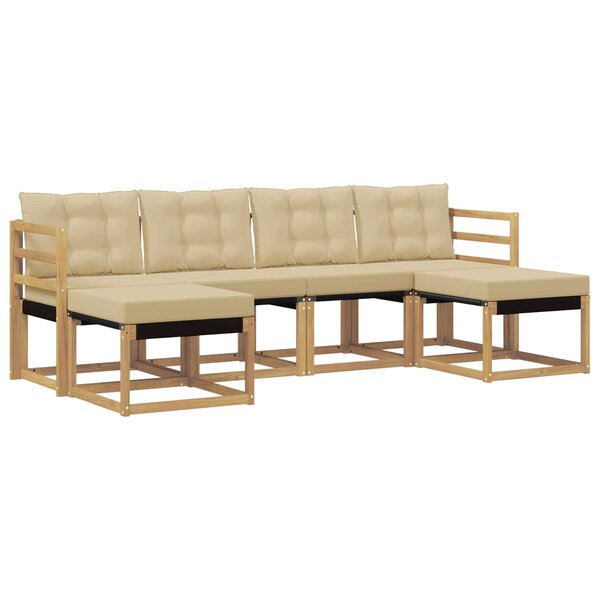 vidaXL Ensemble de canapés d'extérieur 6 pc Blanc et Beige
